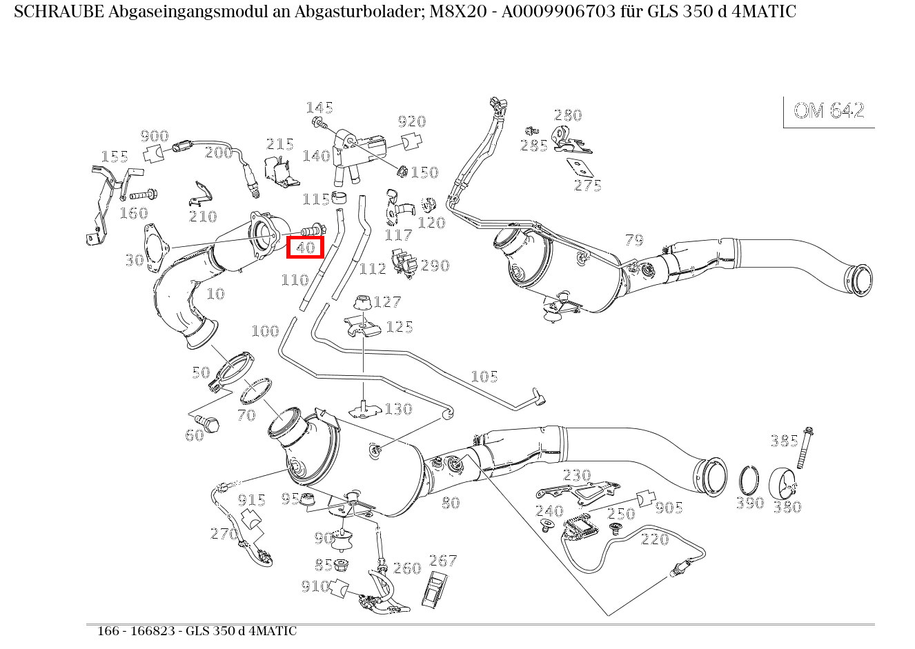 Schraube Abgaseingangsmodul an Abgasturbolader; M8X20 GLS 350 d 4MATIC 166 Schraube Abgaseingangsmodul an Abgasturbolader; M8X20 GLS 350 d 4MATIC 166