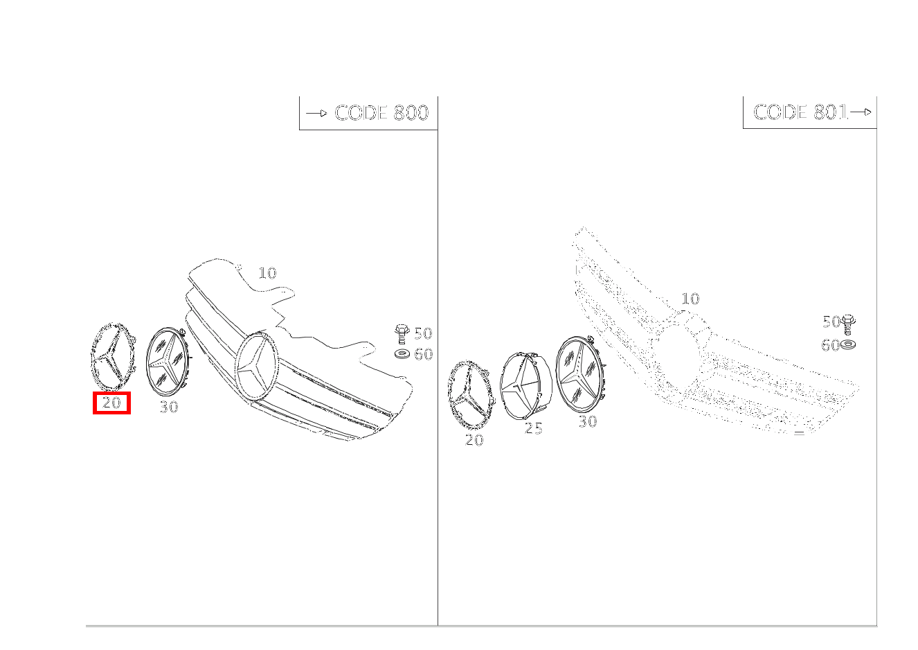 Mercedes-Stern KUEHLERVERKLEIDUNG für CL 216, SL 230, R 251-Klasse  