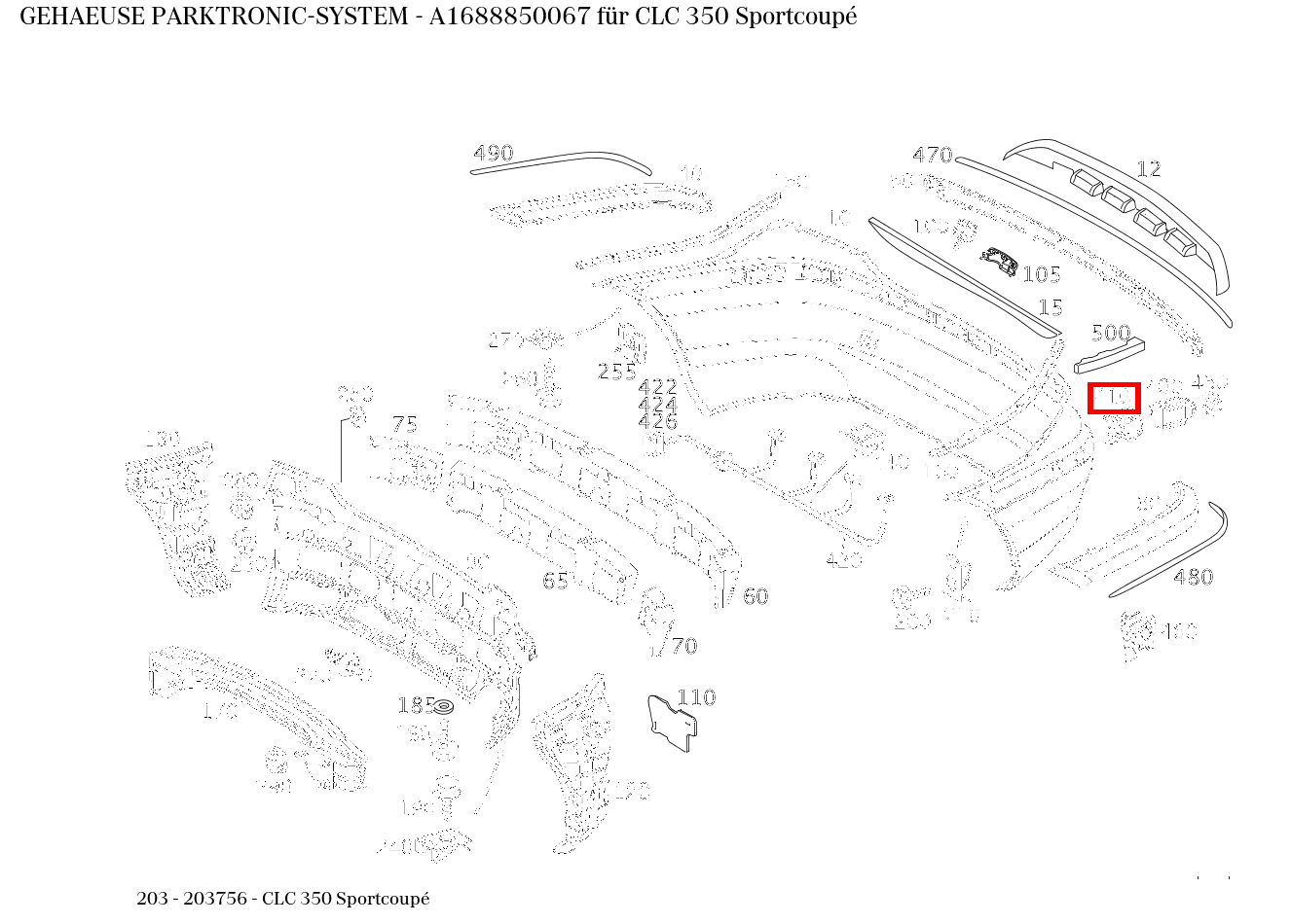 Gehäuse PARKTRONIC-SYSTEM CLC 350 Sportcoupé 203 Gehäuse PARKTRONIC-SYSTEM CLC 350 Sportcoupé 203