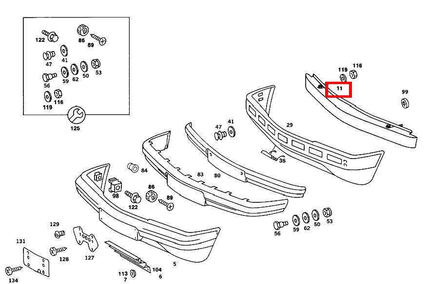 Stossfänger, vorne OHNE VERKLEIDUNG 190 D Limousine 201