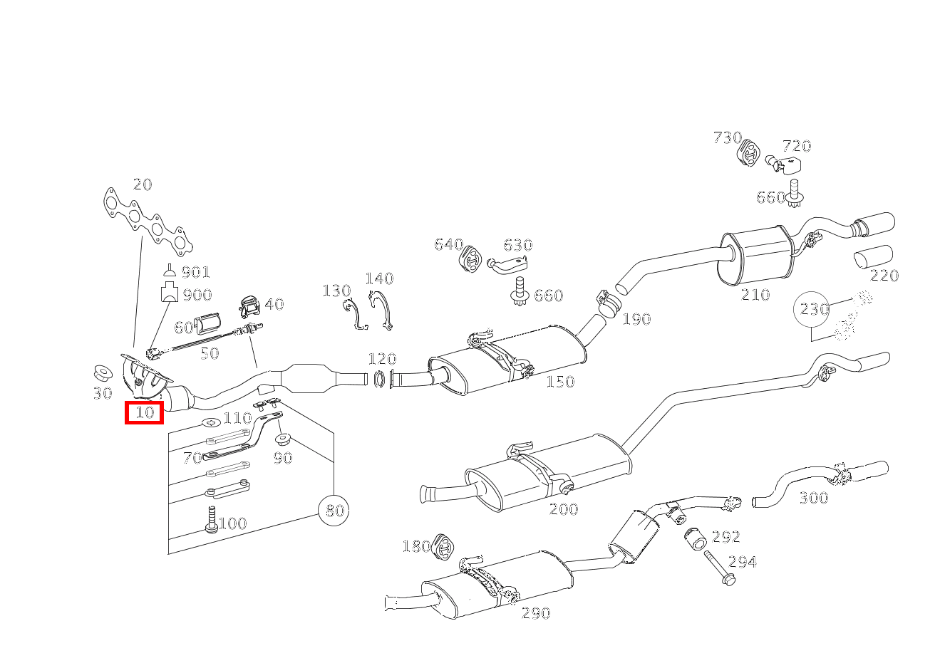 Katalysator AUSPUFFANLAGE VORN B 180 246