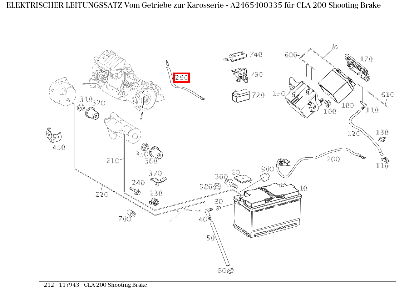Elektrischer Leitungssatz Vom Getriebe zur Karosserie CLA 200 Shooting Brake 212