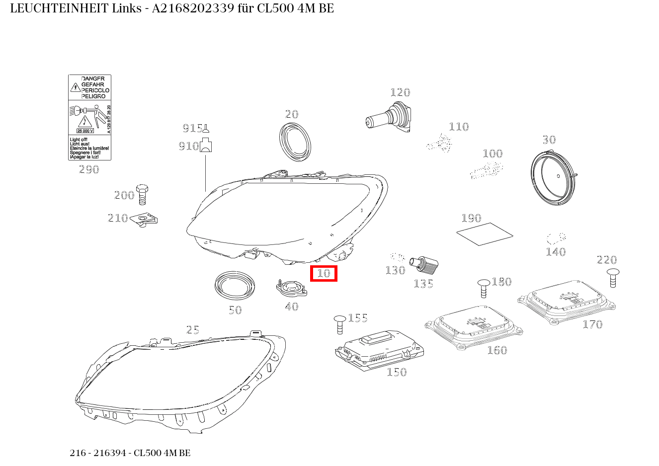 Leuchteinheit Links CL500 4M BE 216