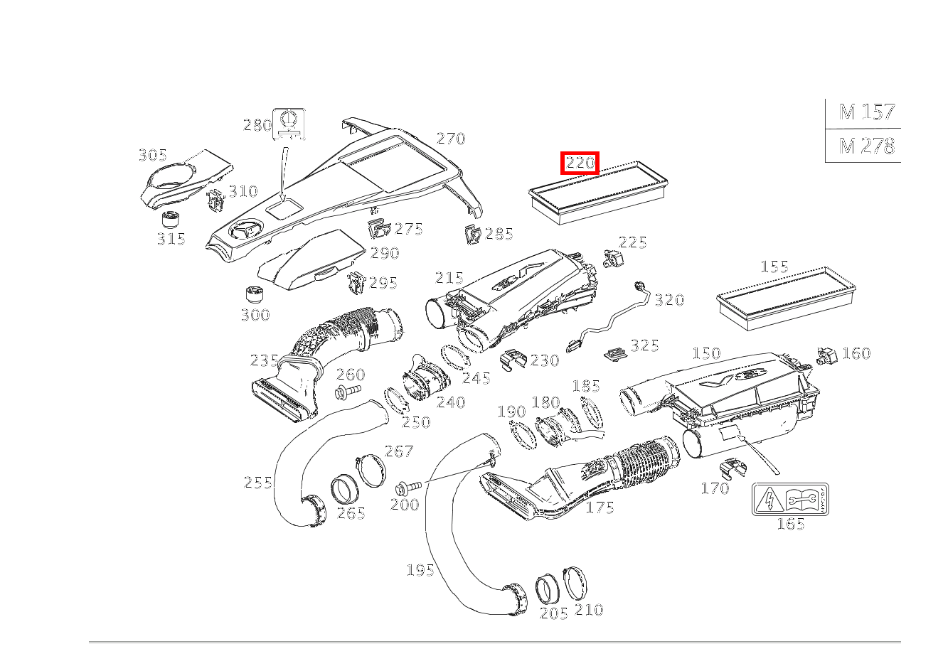 Luftfiltereinsatz RECHTS S 500 Coupé BCA 217 Luftfiltereinsatz RECHTS S 500 Coupé BCA 217