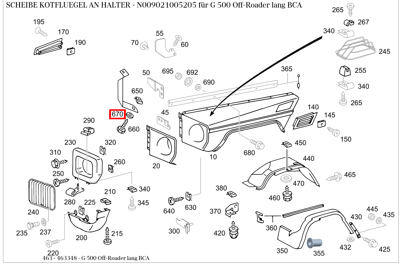 Scheibe KOTFLUEGEL AN HALTER G 500 Off-Roader lang BCA 463 Scheibe KOTFLUEGEL AN HALTER G 500 Off-Roader lang BCA 463