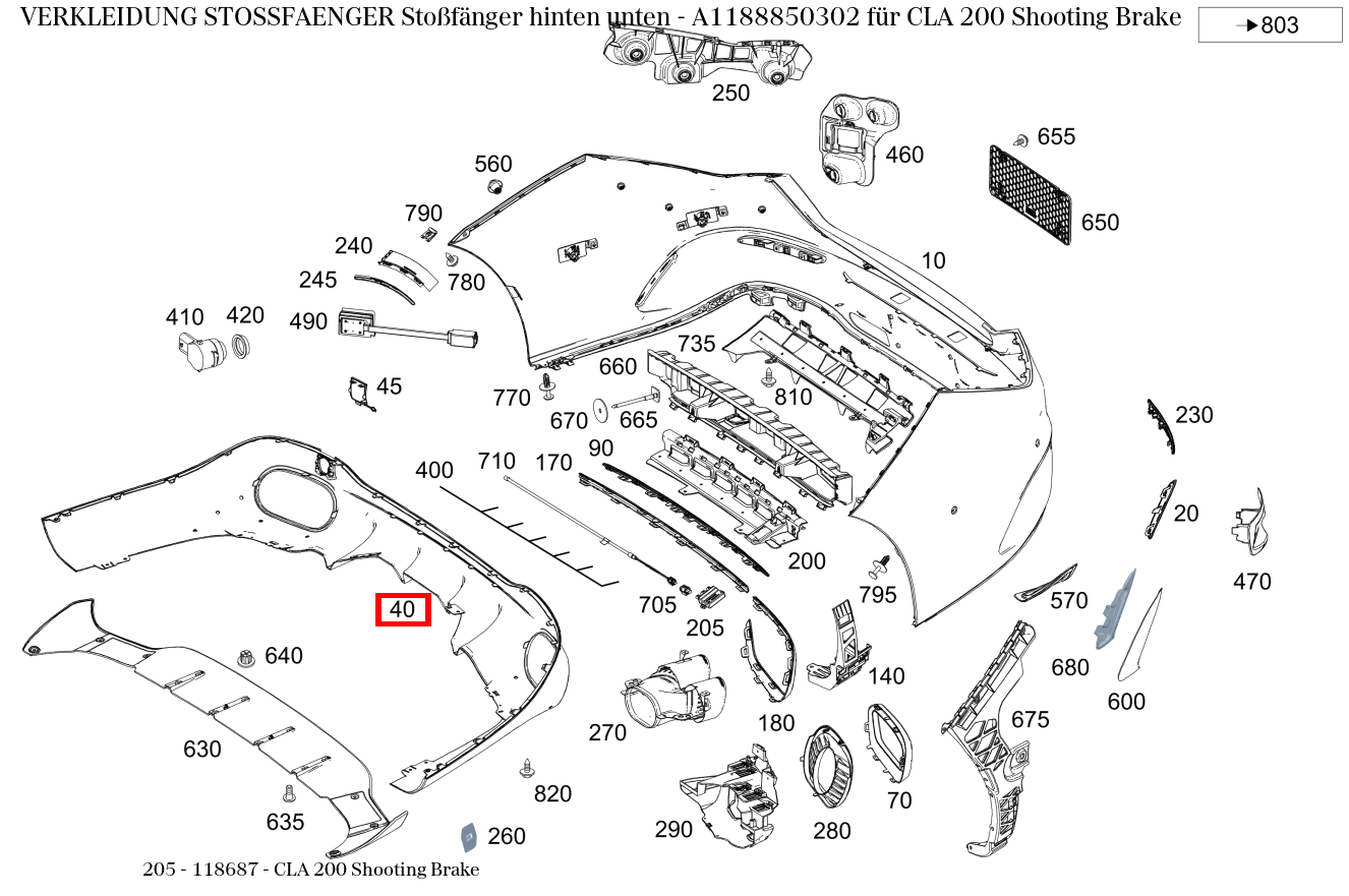 Verkleidung Stossfänger Stoßfänger hinten unten CLA 200 Shooting Brake 205 Verkleidung Stossfänger Stoßfänger hinten unten CLA 200 Shooting Brake 205