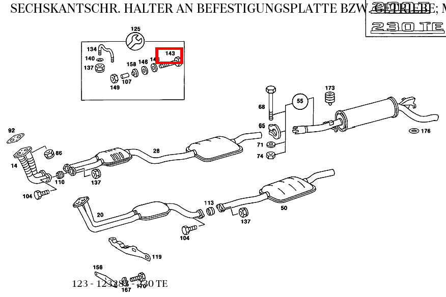 Sechskantschraube HALTER AN BEFESTIGUNGSPLATTE BZW. GETRIEBE; M8X20 230 TE 123