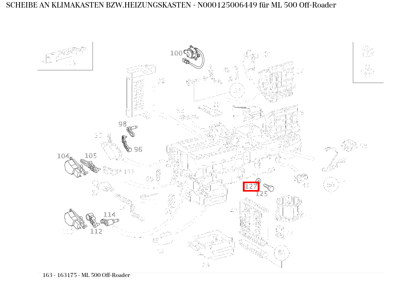 Scheibe AN KLIMAKASTEN BZW.HEIZUNGSKASTEN ML 500 Off-Roader 163