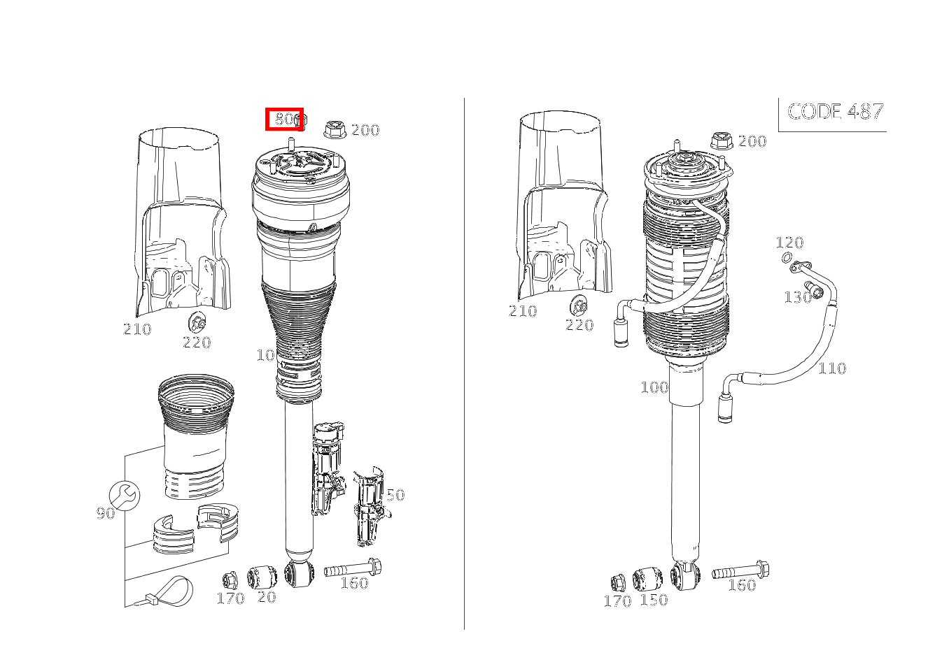Anschlussstutzen LUFTFEDERBEIN LINKS UND RECHTS Mercedes-AMG S 63 4MATIC Coupé 221 Anschlussstutzen LUFTFEDERBEIN LINKS UND RECHTS Mercedes-AMG S 63 4MATIC Coupé 221