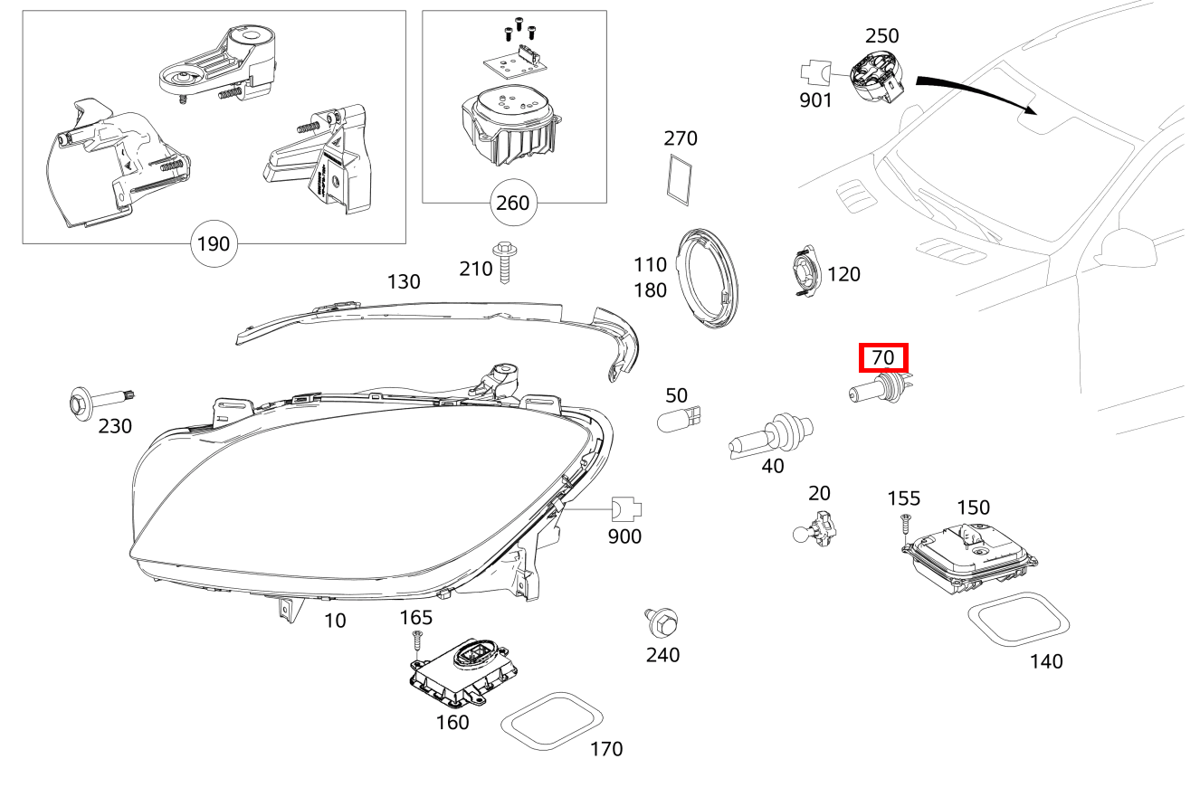 Glühlampe ABBLENDLICHT UND FERNLICHT,RECHTS; H7 12V-55W GLS 500 4MATIC 166 Glühlampe ABBLENDLICHT UND FERNLICHT,RECHTS; H7 12V-55W GLS 500 4MATIC 166