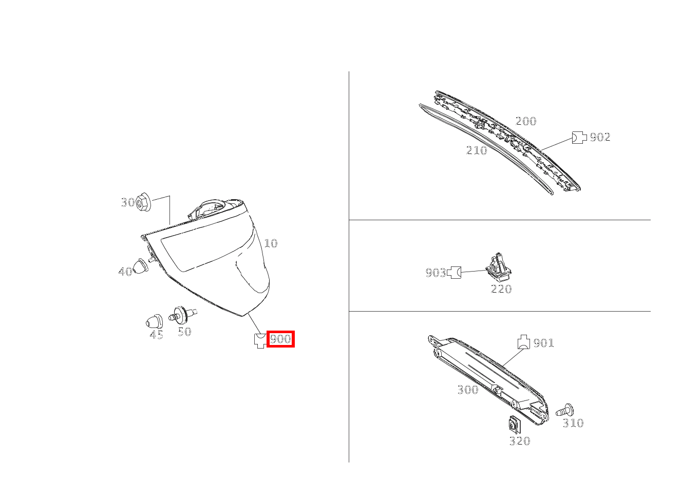 Kupplung, Mechanisch SCHLUSSLEUCHTE RECHTS E4; 6-PIN MQS SL65 AMG 231