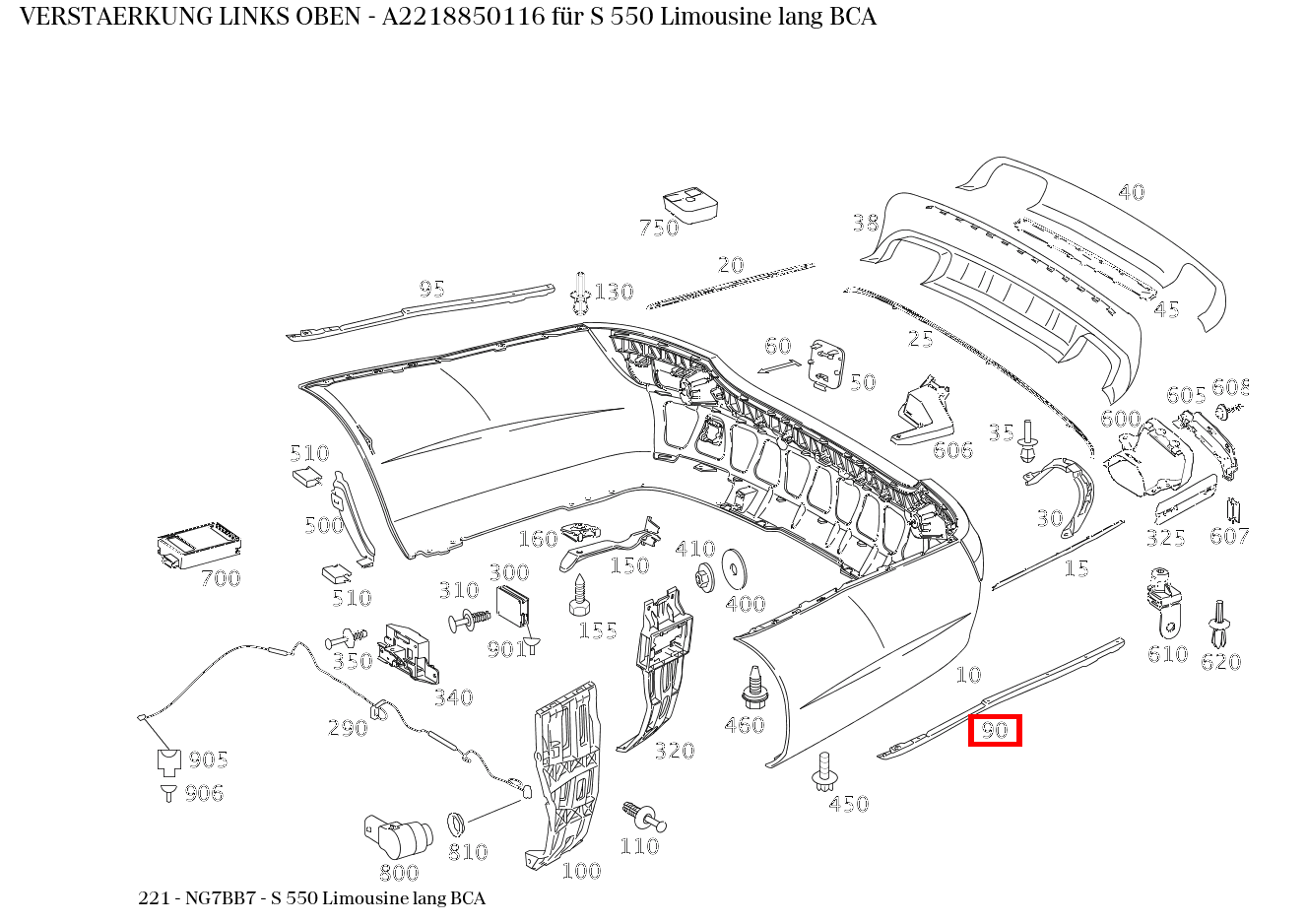 Verstärkung LINKS OBEN S 550 Limousine lang BCA 221