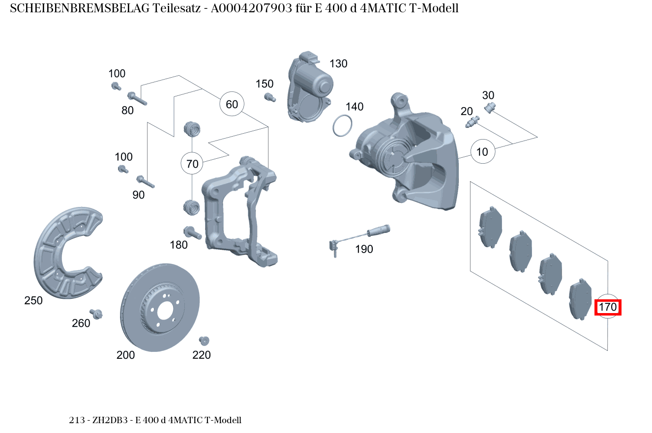 Scheibenbremsbelag Teilesatz E 400 d 4MATIC T-Modell 213