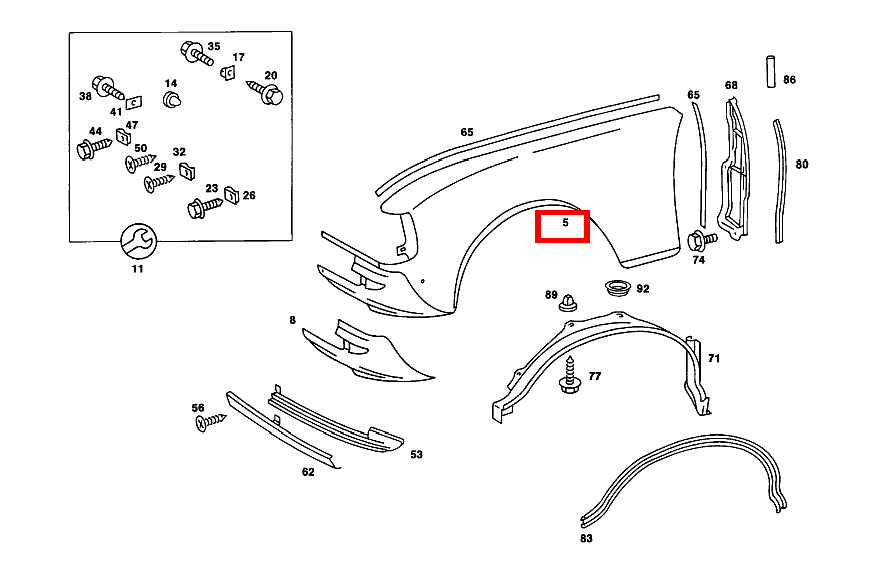 Kotflügel Vorne LINKS 230 TE 123