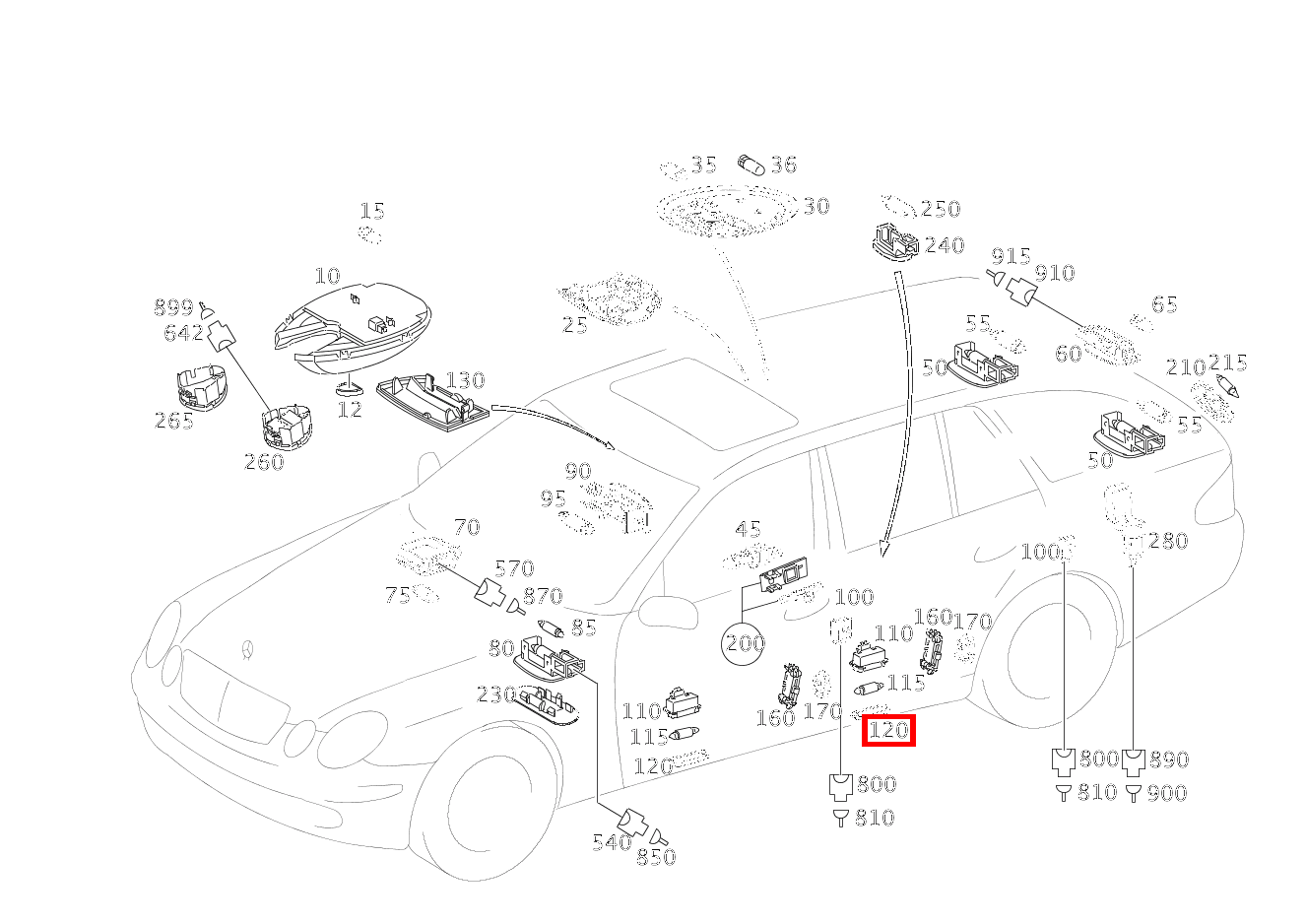 Lichtscheibe AUSSTIEGSLEUCHTE FONDTUER,VORNE RECHTS E 220 CDI T-Modell 212