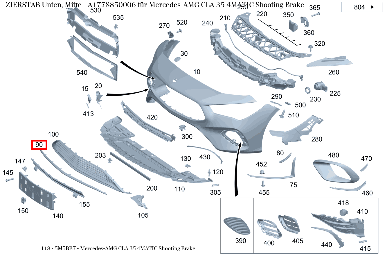 Zierstab Unten, Mitte für CLA 118, A 177-Klasse kaufen 
