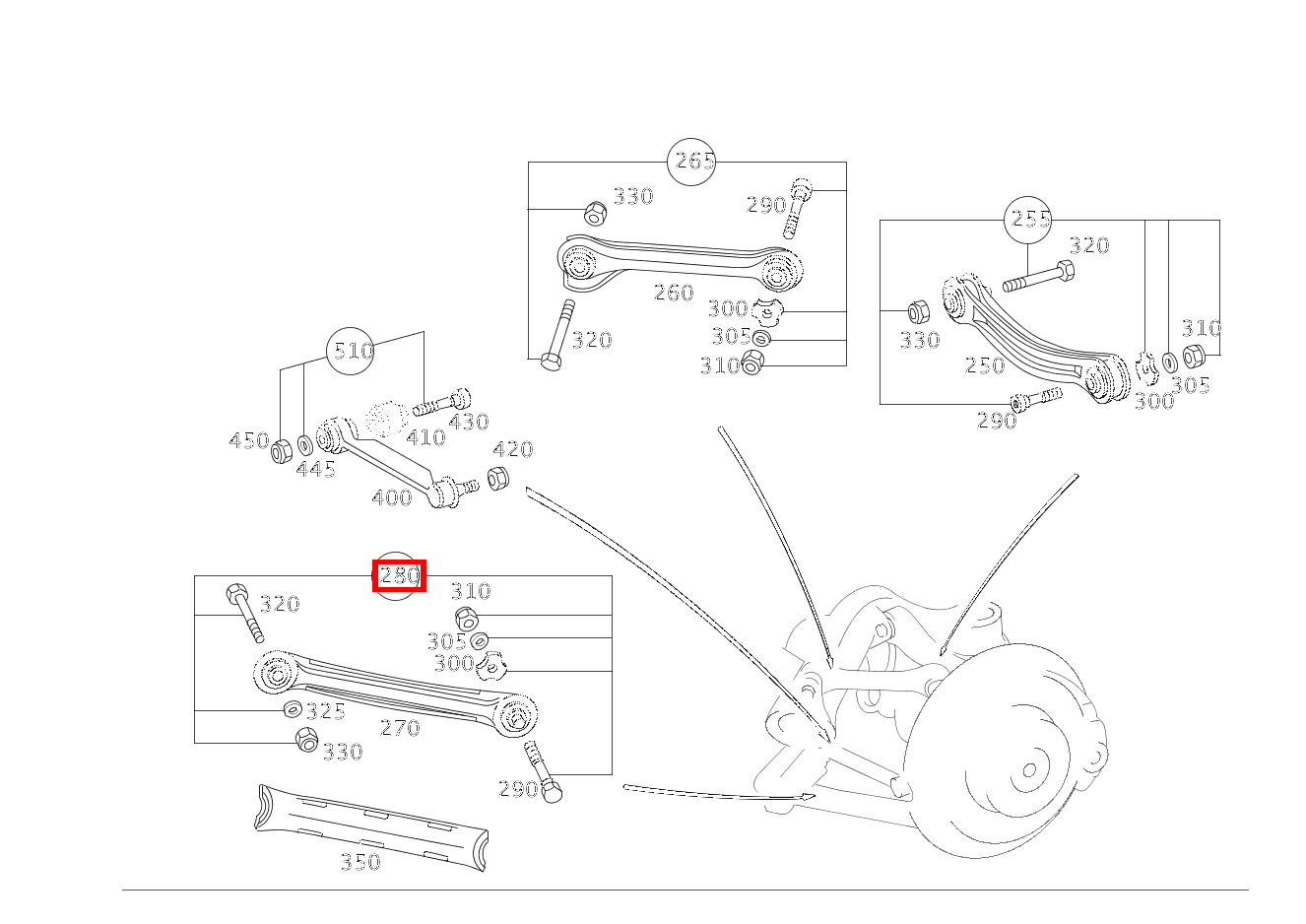 TEILESATZ ZUGSTREBE SCHUBSTREBE SLK 55 AMG Roadster 171