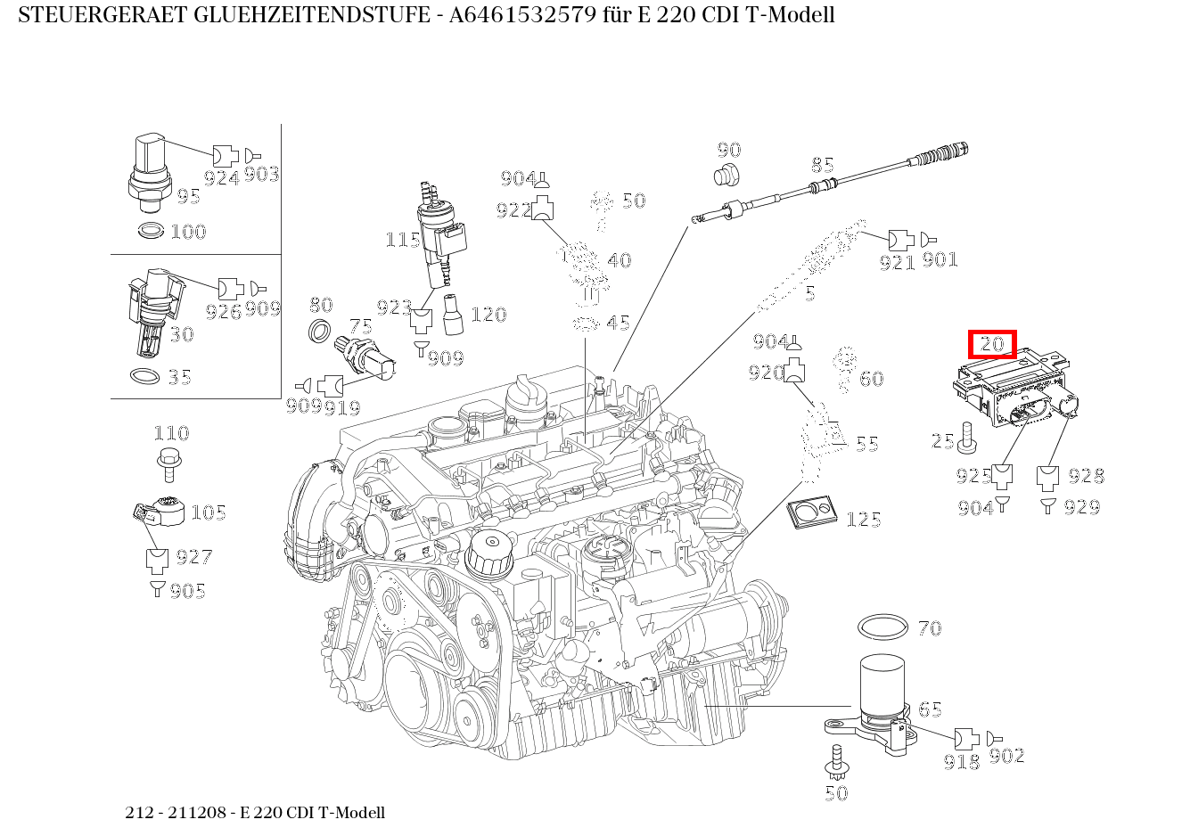 STEUERGERAET GLUEHZEITENDSTUFE E 220 CDI T-Modell 212