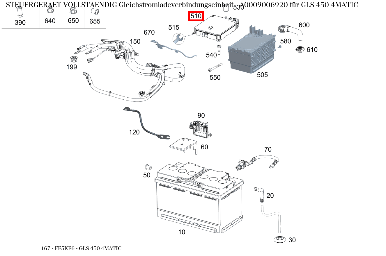 Steuergerät vollständig Gleichstromladeverbindungseinheit GLS 450 4MATIC 167