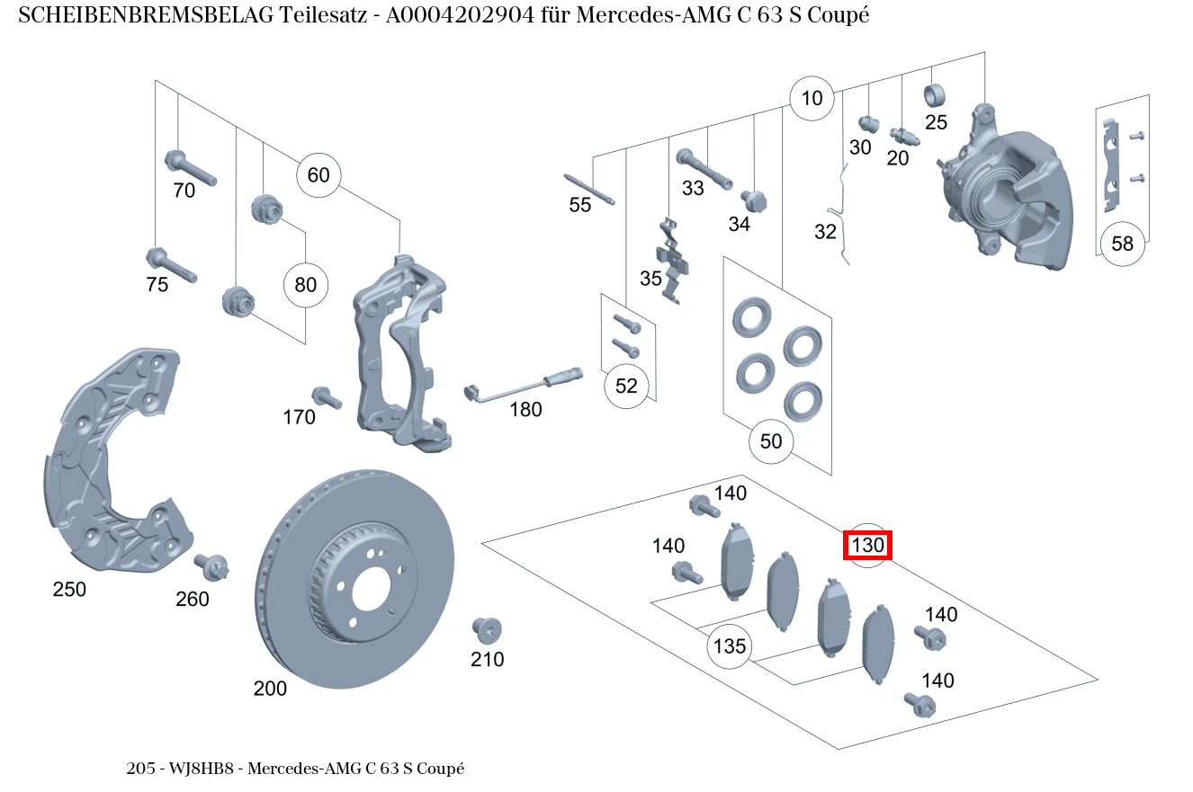 Scheibenbremsbelag Teilesatz Mercedes-AMG C 63 S Coupé 205 Scheibenbremsbelag Teilesatz Mercedes-AMG C 63 S Coupé 205