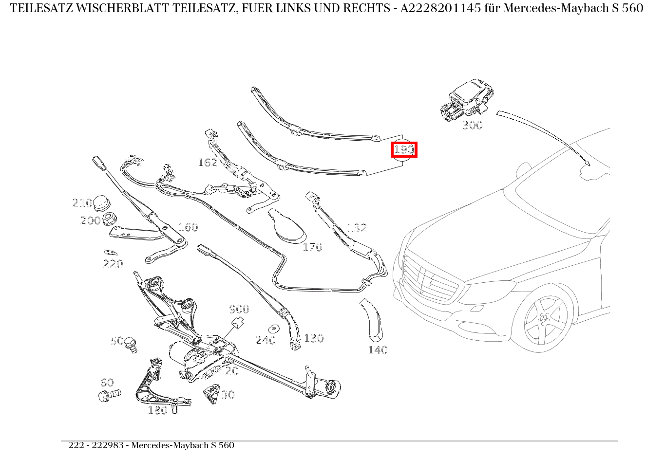 Teilesatz Wischerblatt TEILESATZ, FUER LINKS UND RECHTS Mercedes-Maybach S 560 222