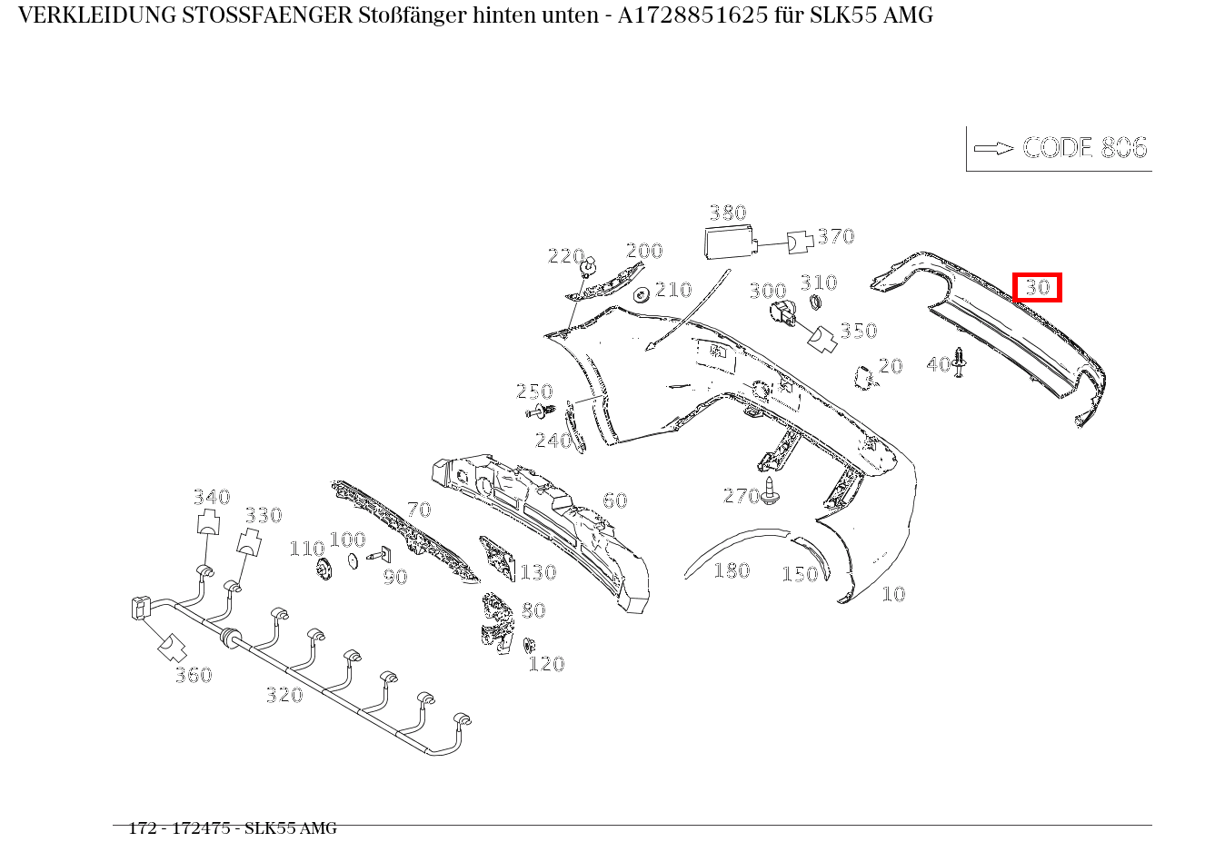 Verkleidung Stossfänger Stoßfänger hinten unten SLK55 AMG 172 Verkleidung Stossfänger Stoßfänger hinten unten SLK55 AMG 172