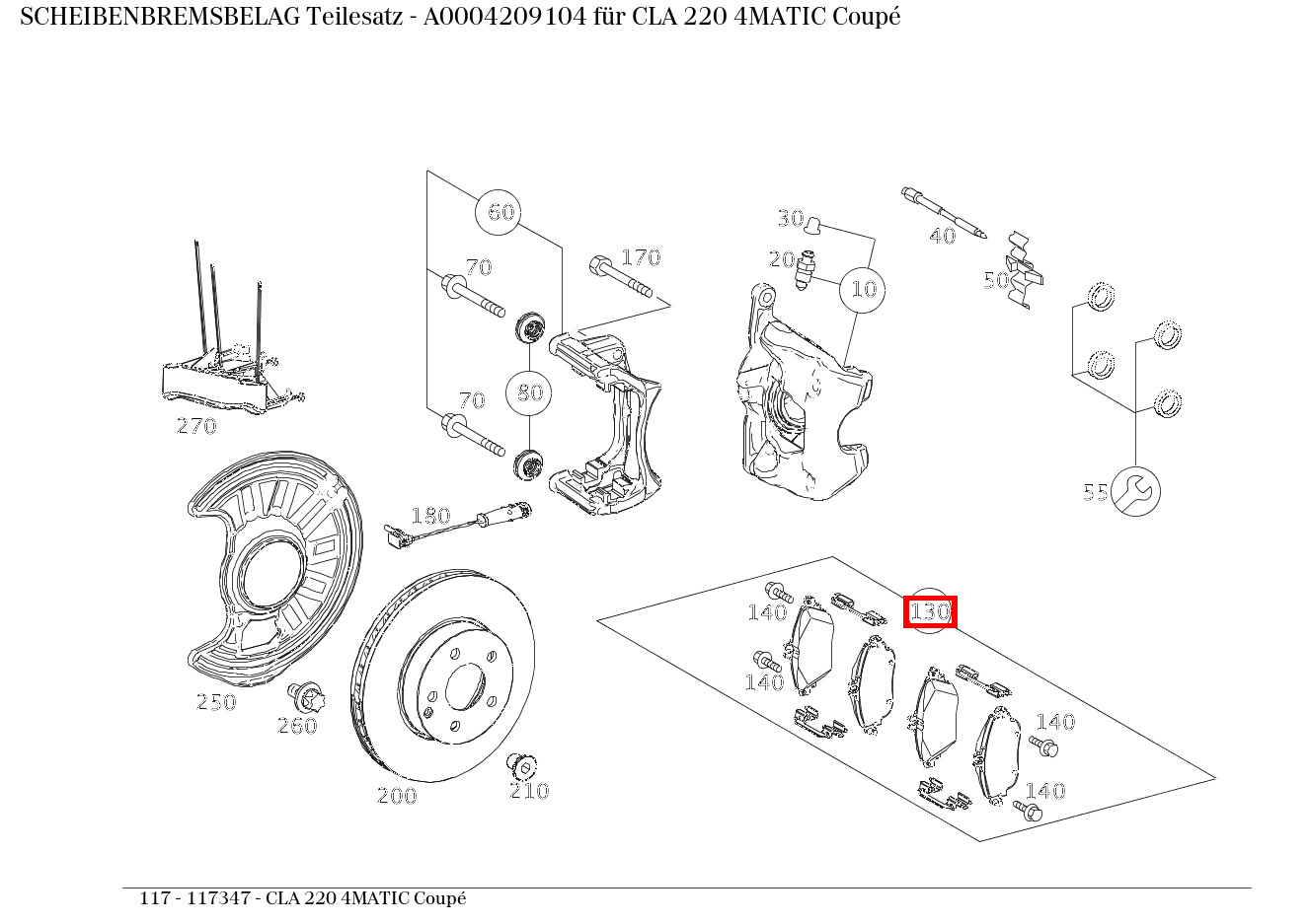 Scheibenbremsbelag Teilesatz CLA 220 4MATIC Coupé 117