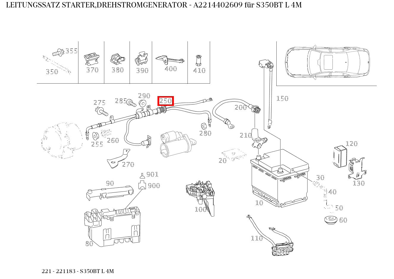 Leitungssatz STARTER,DREHSTROMGENERATOR für S-Klasse 221 kaufen 