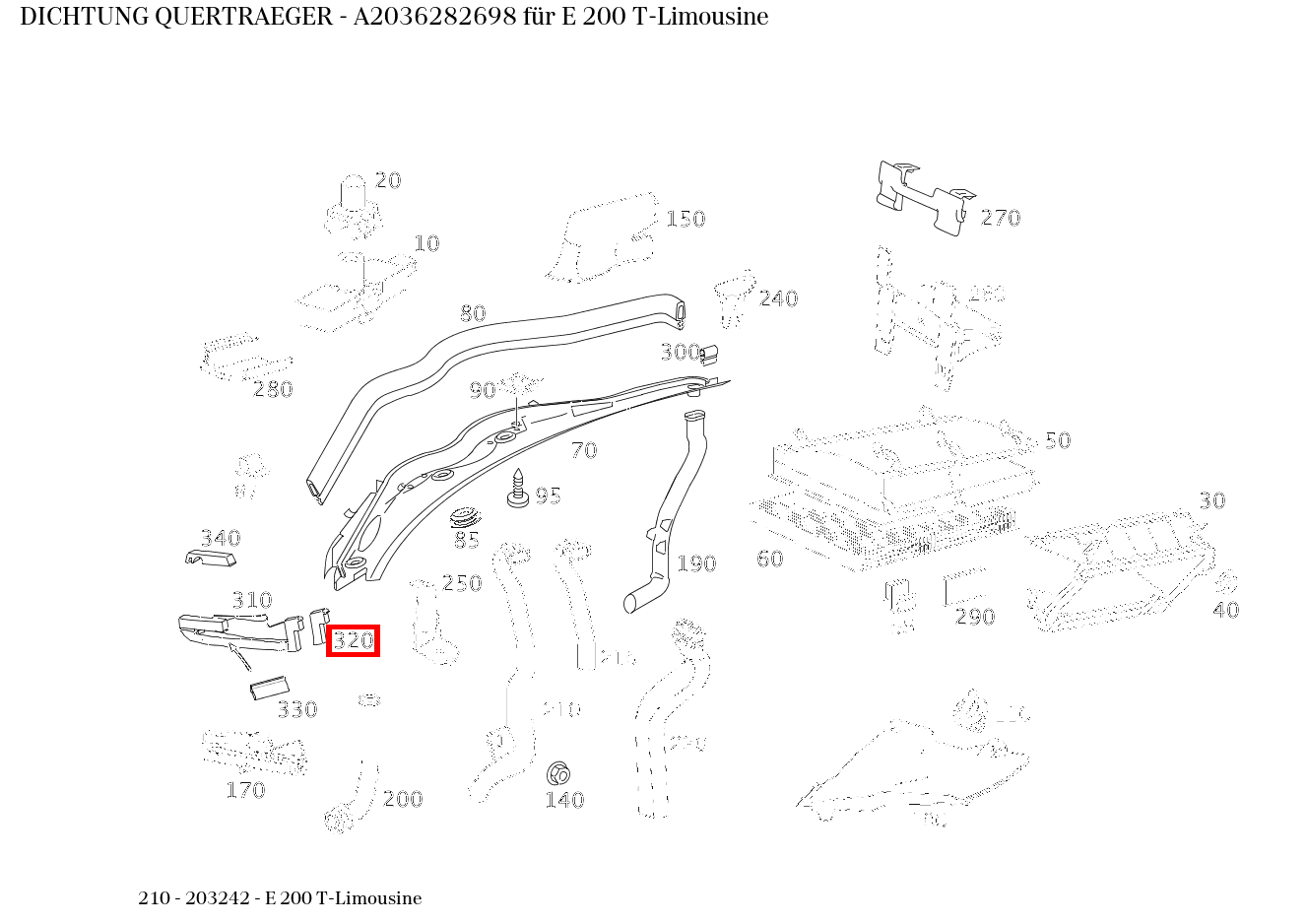 ABDICHTUNG QUERTRAEGER E 200 T-Limousine 210 ABDICHTUNG QUERTRAEGER E 200 T-Limousine 210