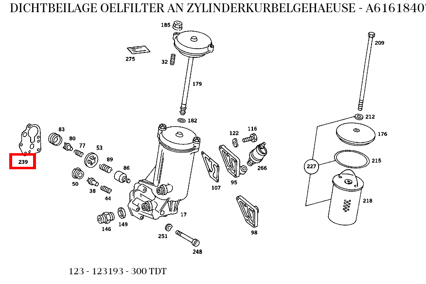 Dichtbeilage OELFILTER AN ZYLINDERKURBELGEHAEUSE 300 TDT 123 Dichtbeilage OELFILTER AN ZYLINDERKURBELGEHAEUSE 300 TDT 123