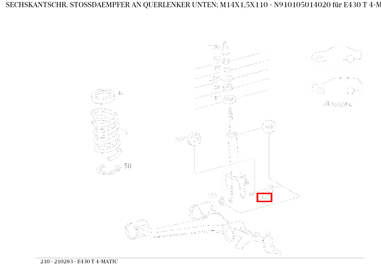Sechskantschraube Querlenker rechts; M14X1,5X110 , , und weitere 