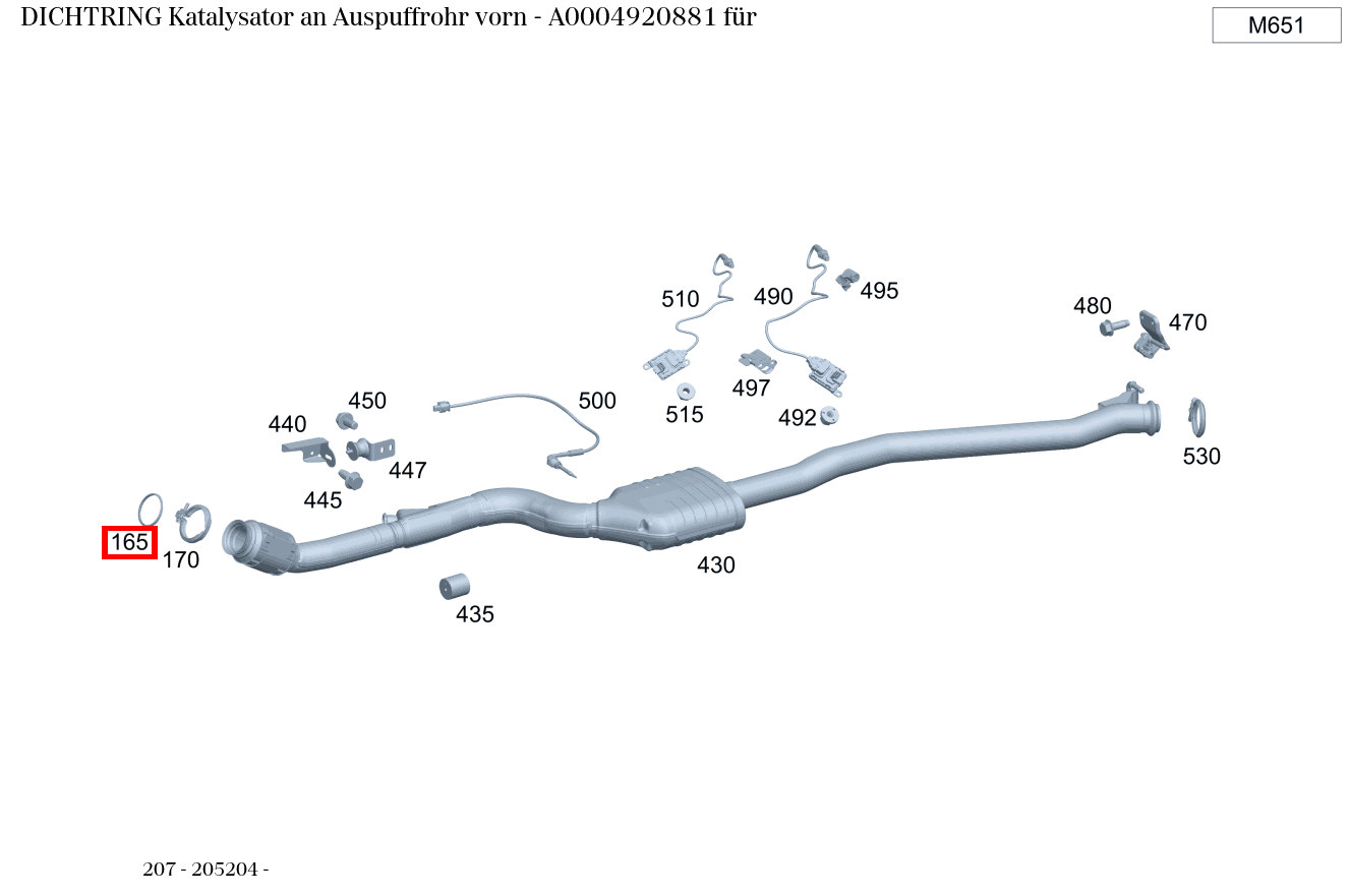 Dichtring Katalysator an Auspuffrohr vorn 207 Dichtring Katalysator an Auspuffrohr vorn 207