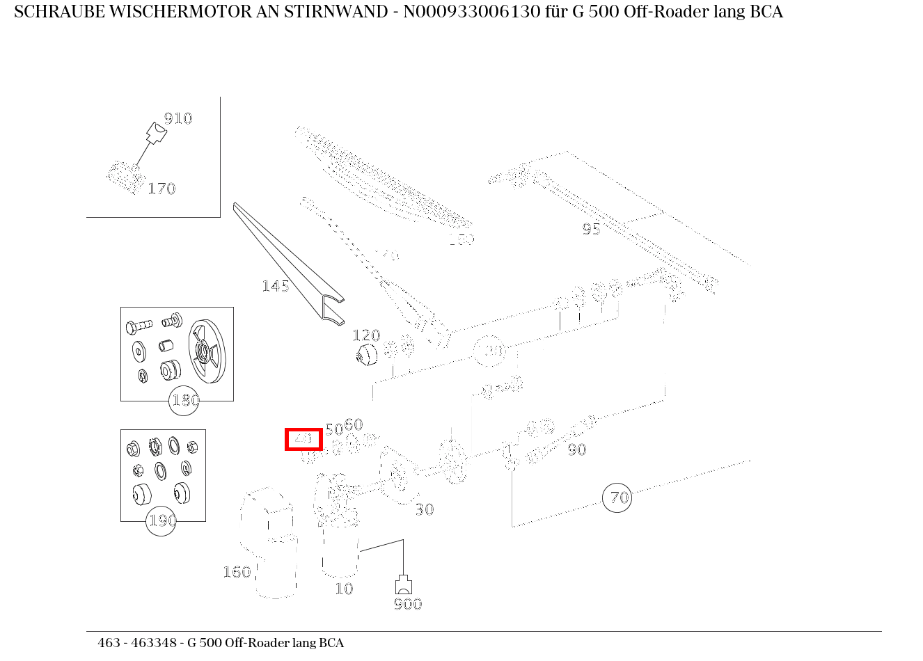 Schraube WISCHERMOTOR AN STIRNWAND G 500 Off-Roader lang BCA 463