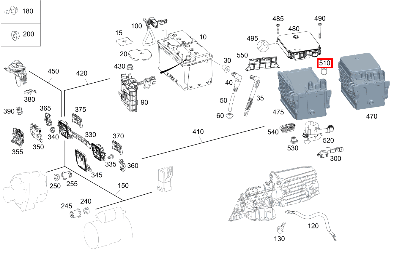 SCHUTZKAPPE STECKVERBIND. AN STARTER-BATTERIE FRONT GLE 167, A 168  