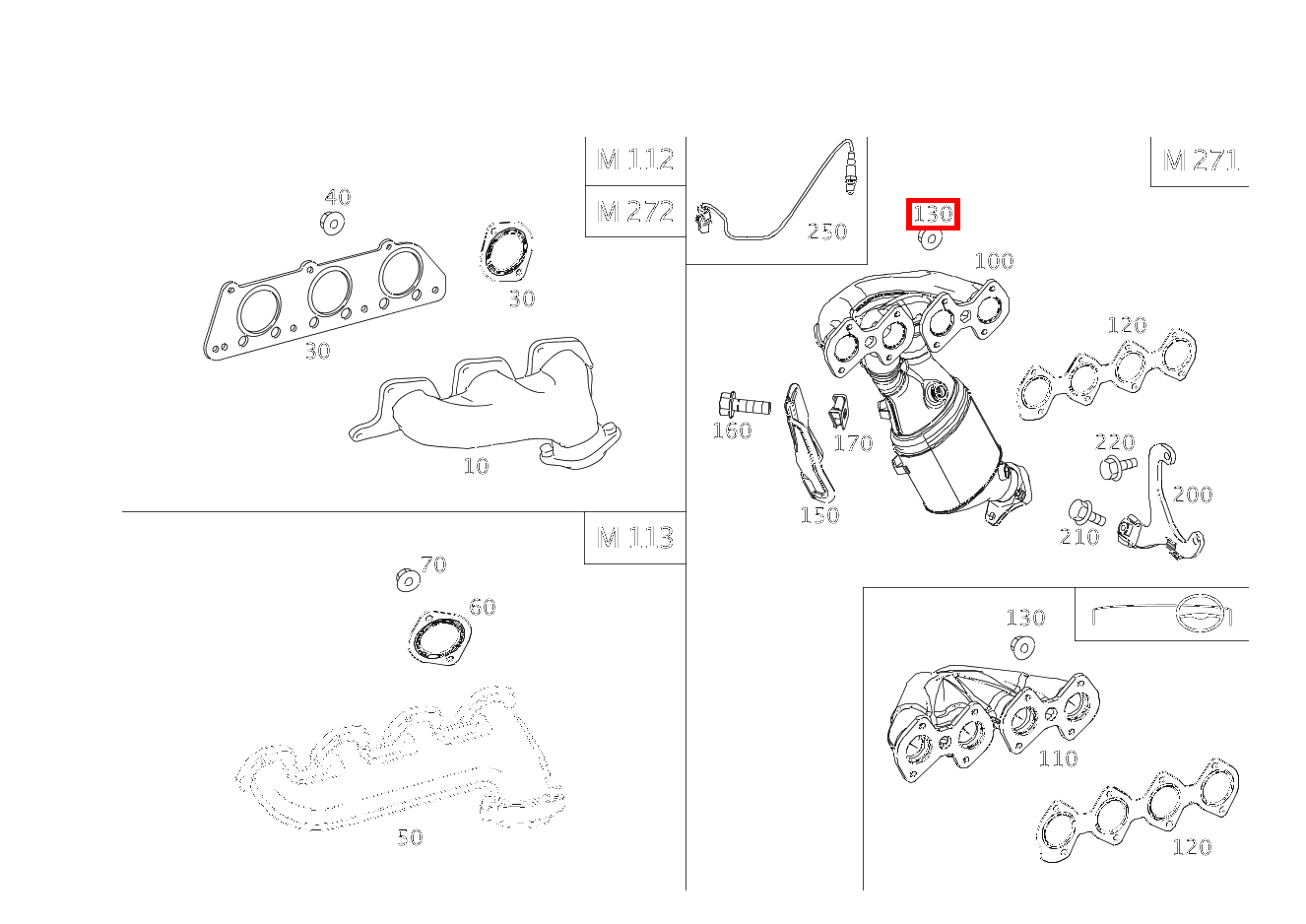 Sechskantmutter AUSPUFFKRUEMMER AN ZYLINDERKOPF E 200 T-Limousine 210 Sechskantmutter AUSPUFFKRUEMMER AN ZYLINDERKOPF E 200 T-Limousine 210