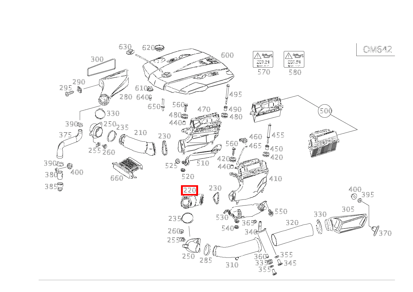 Rohluftleitung ZWISCHEN LUFTFILTER UND ANSCHLUSS STUTZEN LINKS G3504X42850 463