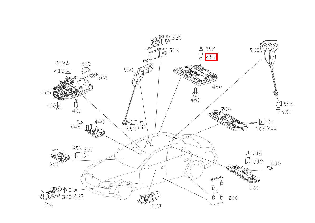 Stecker DACHBEDIENEINHEIT, SCHWARZ N70-H; 4-PIN MQS M 164, SL 231  