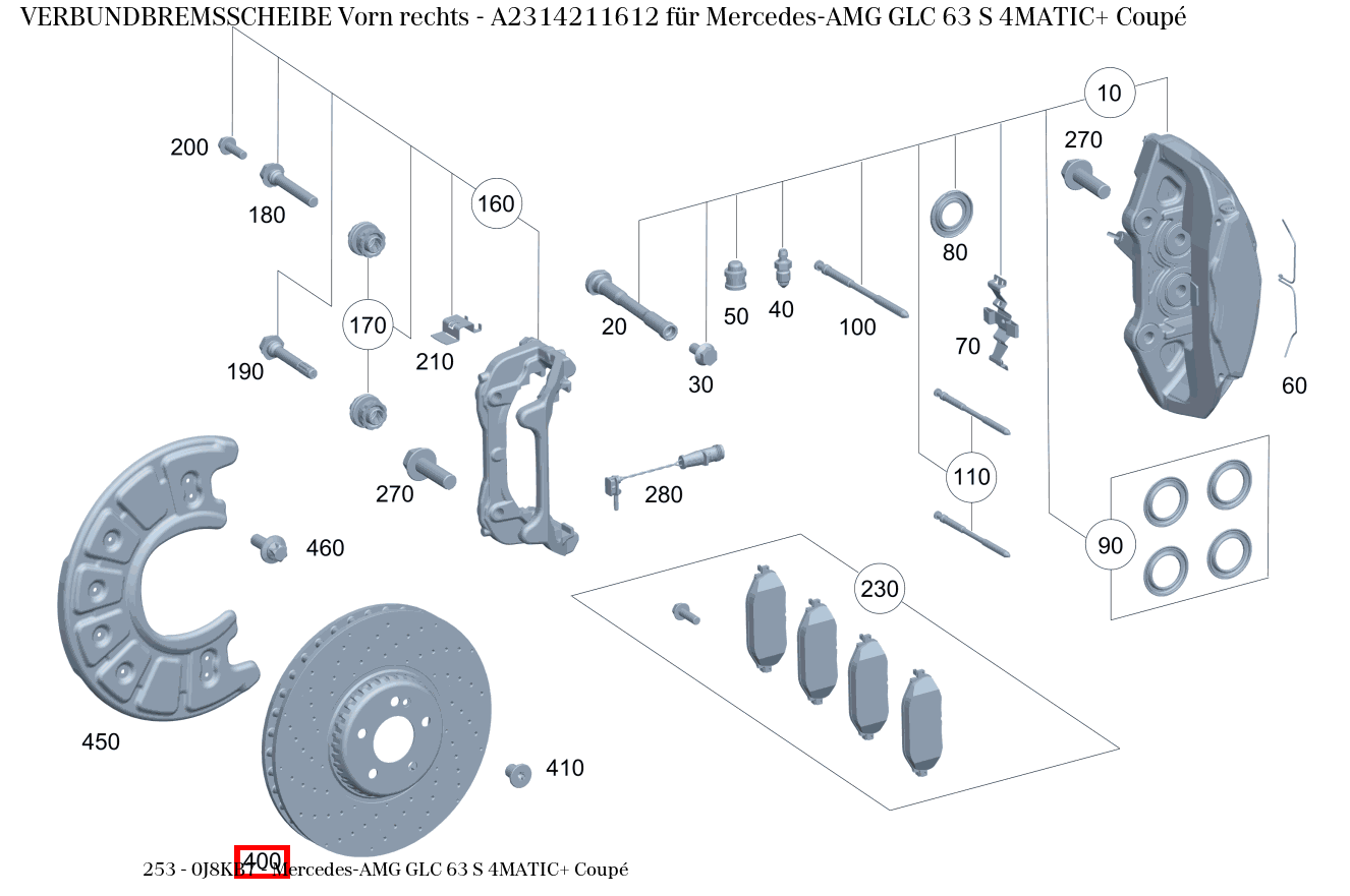 Verbundbremsscheibe Vorn rechts Mercedes-AMG GLC 63 S 4MATIC+ Coupé 253