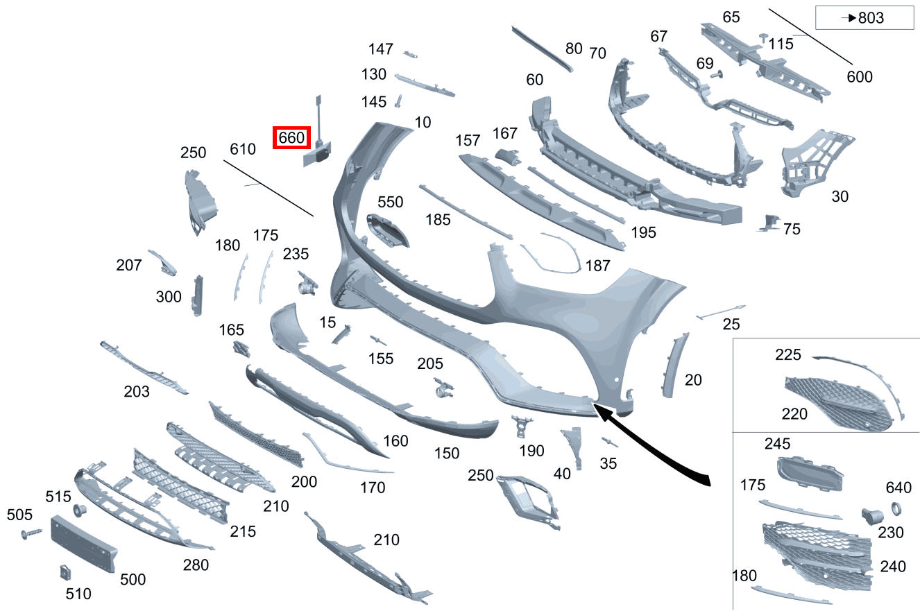 Radarsensor SEITLICH LINKS UND RECHTS GLE 350 d 4MATIC 222