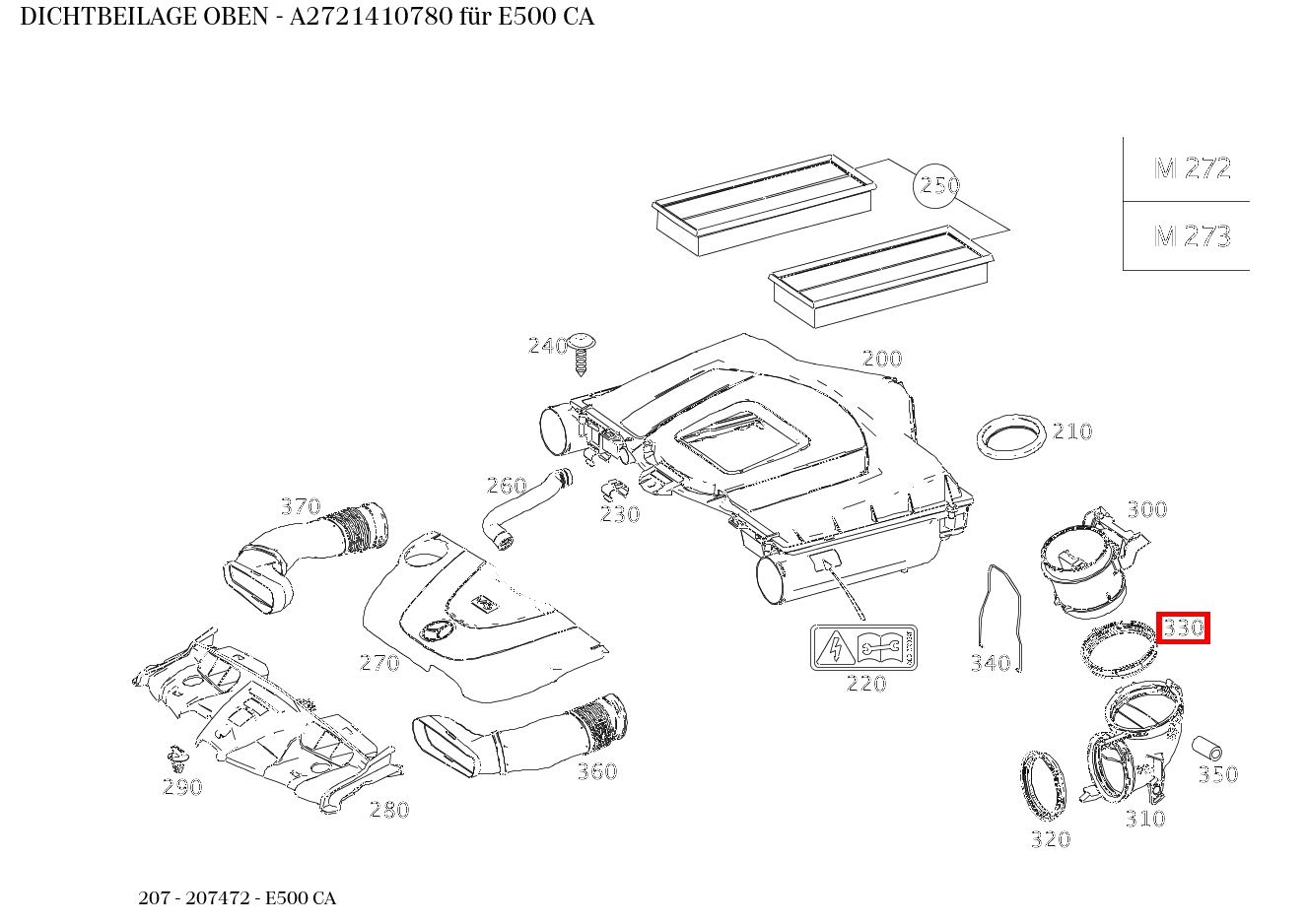 Dichtbeilage OBEN E500 CA 207 Dichtbeilage OBEN E500 CA 207