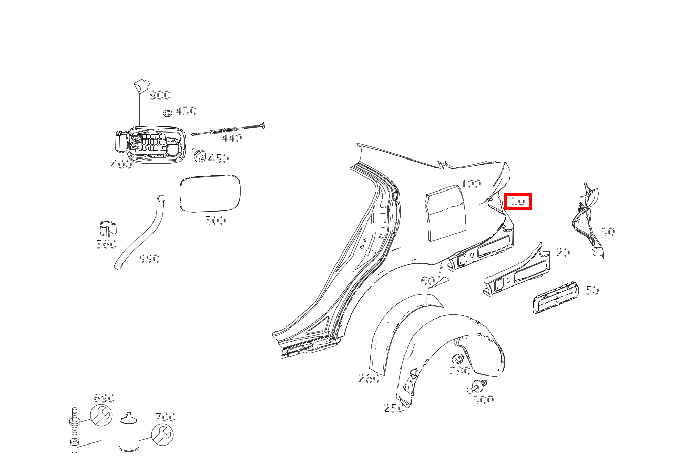 Kotflügel hinten RECHTS C350CDI 4M BE 204