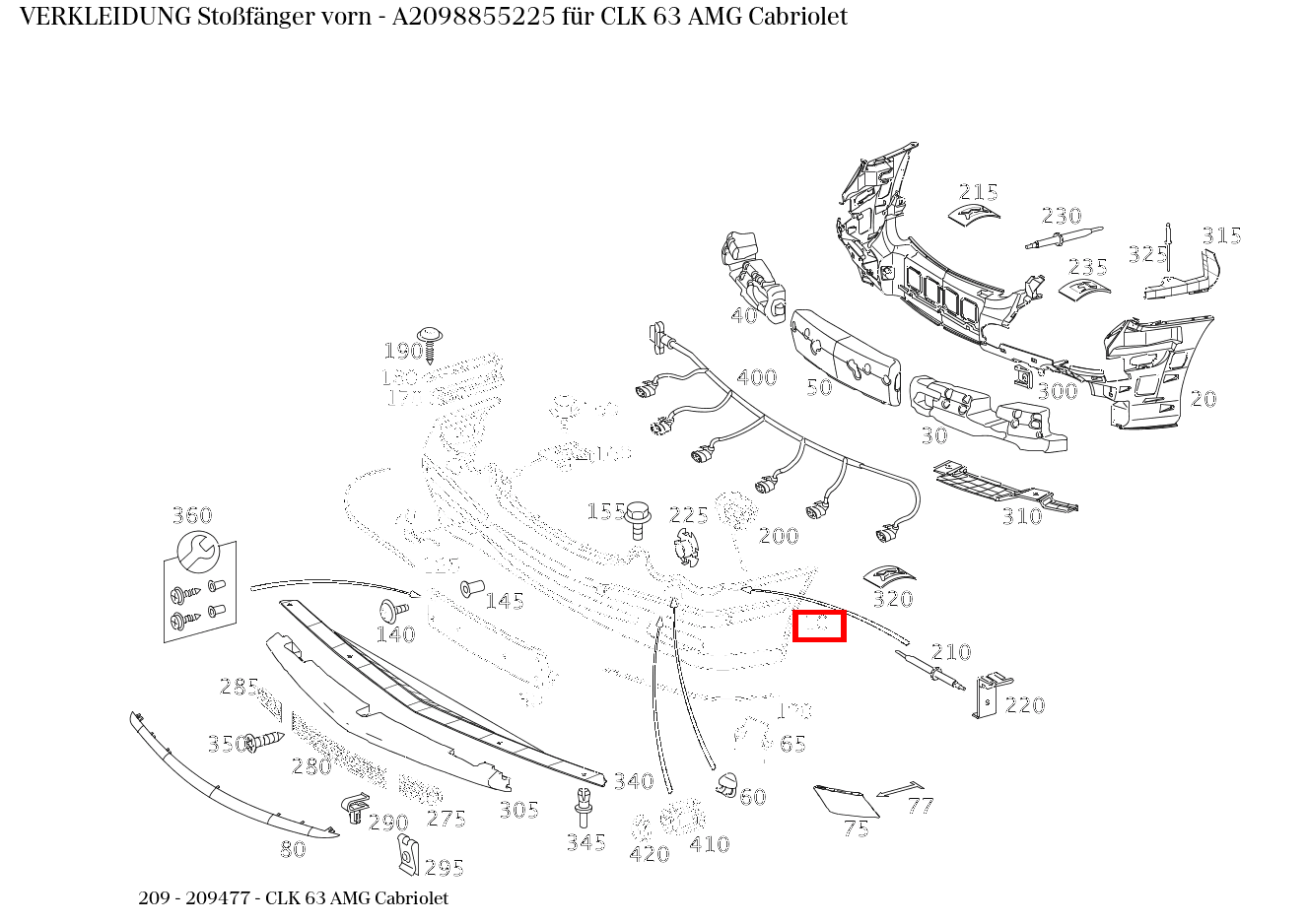 Verkleidung Stoßfänger vorn CLK 63 AMG Cabriolet 209