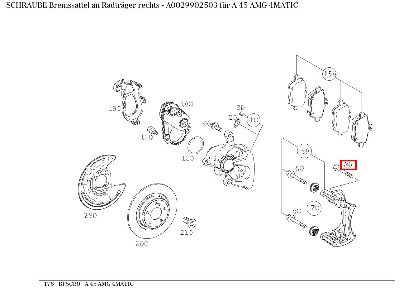 Schraube BREMSSATTEL AN RADTRAEGER RECHTS CLA 117, GLA 156, E 238 