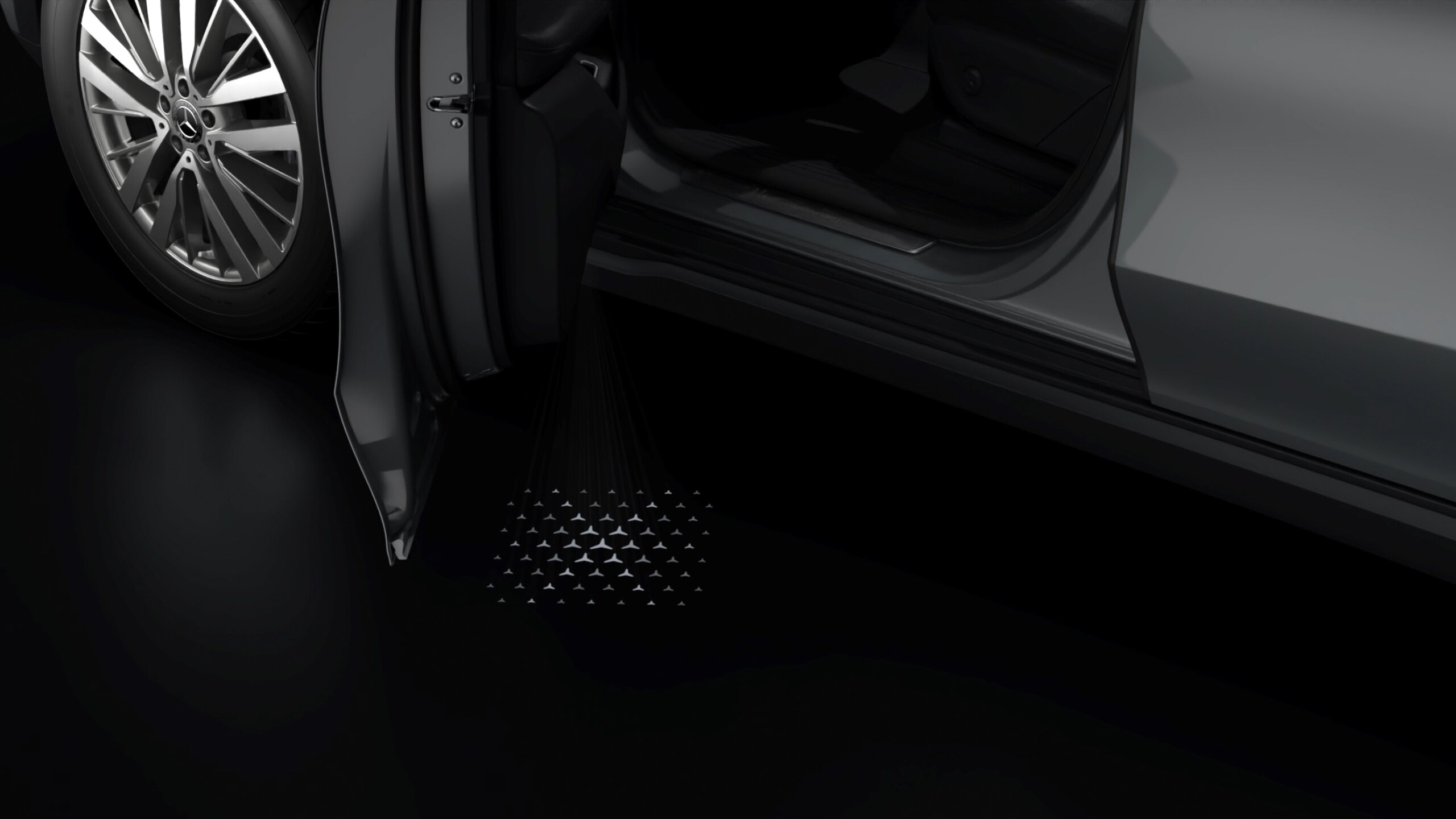 Mercedes-Benz -  LCD-Projektor, mit animiertem Mercedes-Benz Pattern