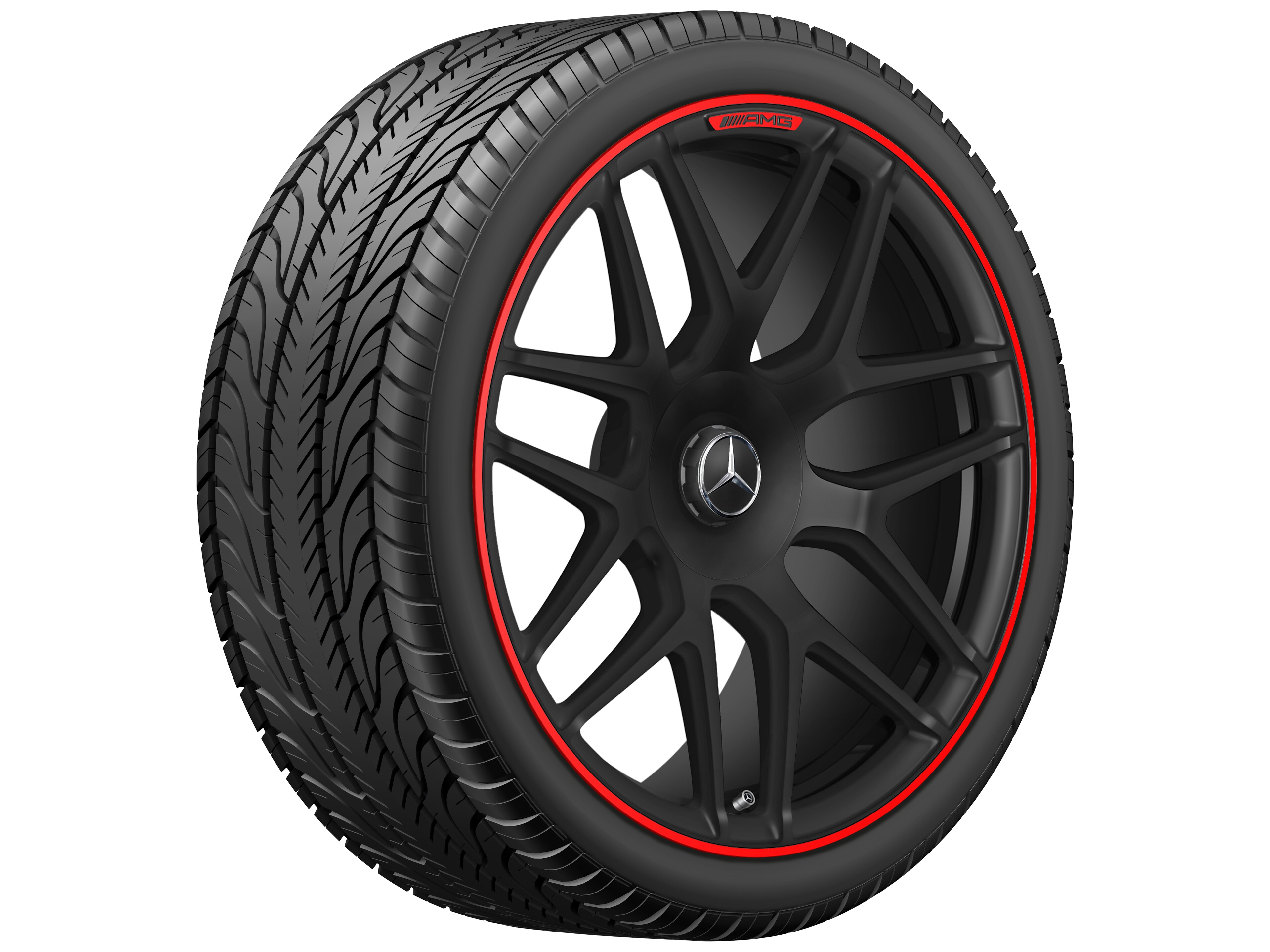 Mercedes-Benz -  AMG Schmiederad 22 Zoll, Felgenhorn rot lackiert 10 J x 22 ET 36, schwarz matt