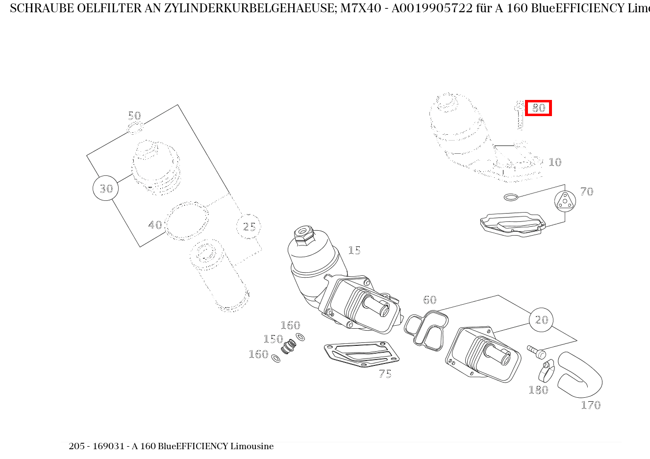 Schraube OELFILTER AN ZYLINDERKURBELGEHAEUSE; M7X40 , , und 