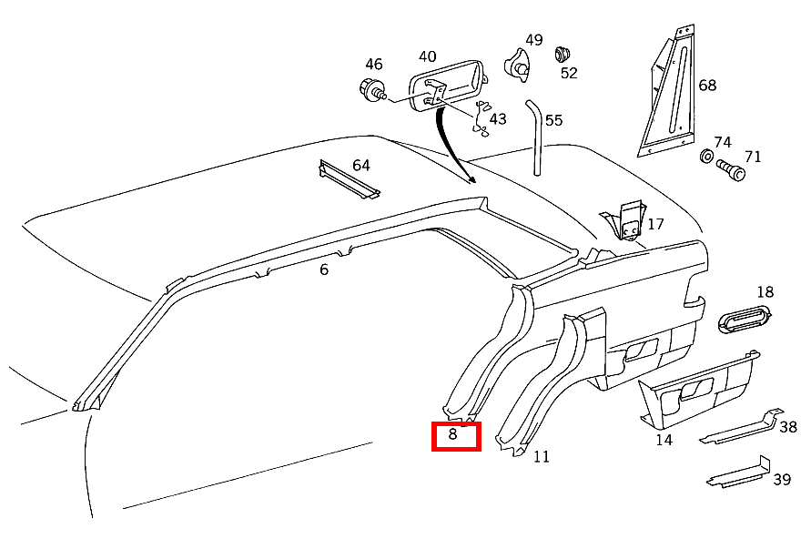 Kotflügel hinten MIT ANTENNENLOCH,LINKS B 180 247