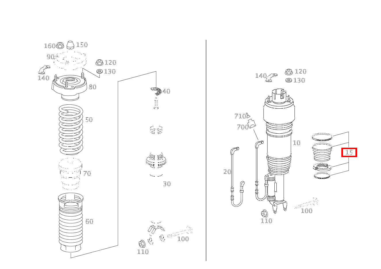 Teilesatz Manschette FEDERBEIN CLS 55 AMG 219 Teilesatz Manschette FEDERBEIN CLS 55 AMG 219