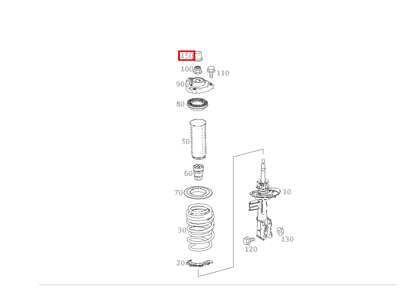 Staubschutzkappe OBEN LINKS UND RECHTS A 180 245