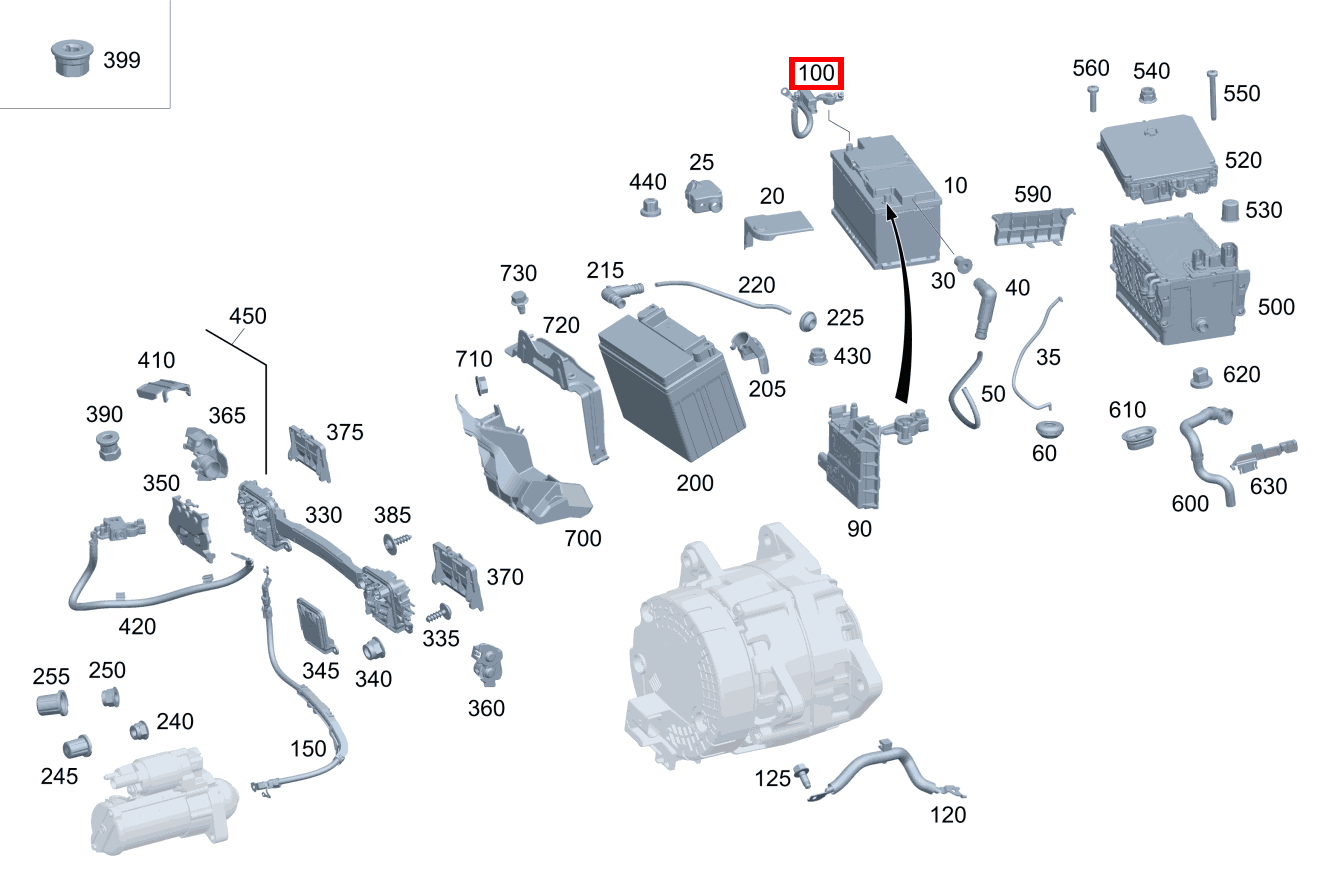 Batteriesensor Minusleitung mit Batteriesensor C 205, E 213, GLC 